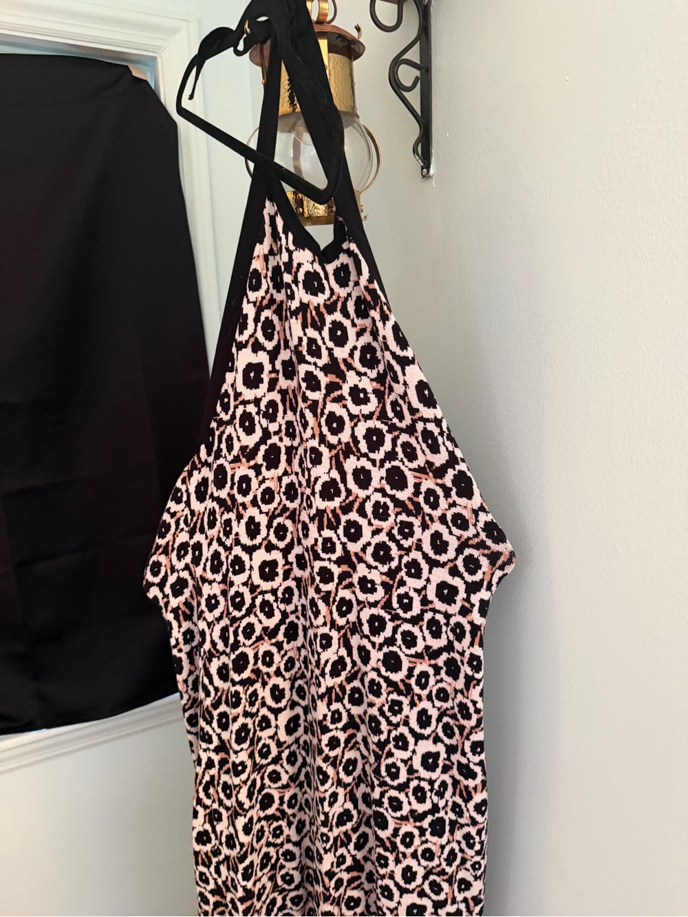 Diane Von Furstenberg Black, Blush and Cream Leopard-Print Top